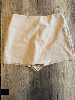 Love Tree Beige High-Waisted Asymmetric Wrap Skort